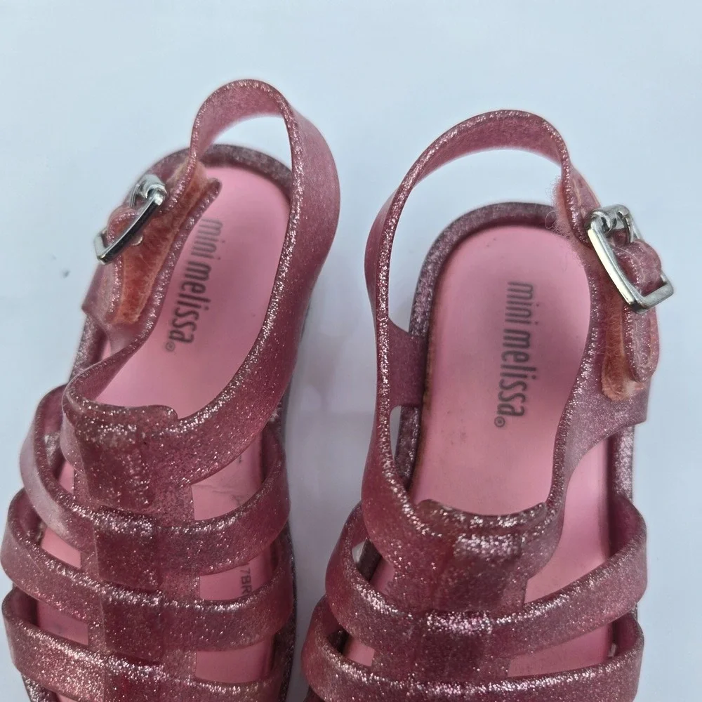 Mini Melissa Pink Possession Glitter Jelly Sandals, Size 7‎